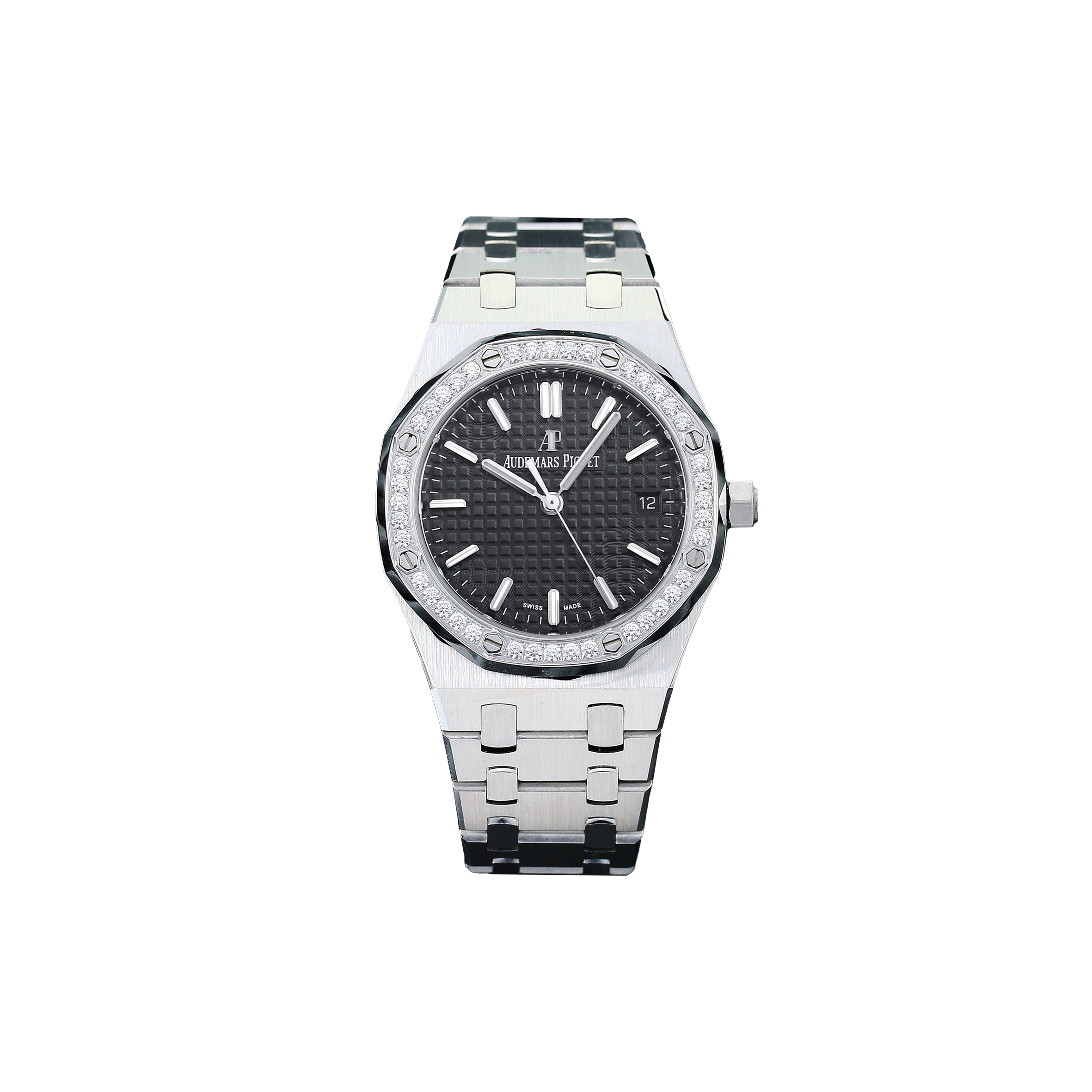 AUDEMARS PIGUET ROYAL 41MM OAK AUTO STEEL DIAMONDS 34MM WATCH 77350ST